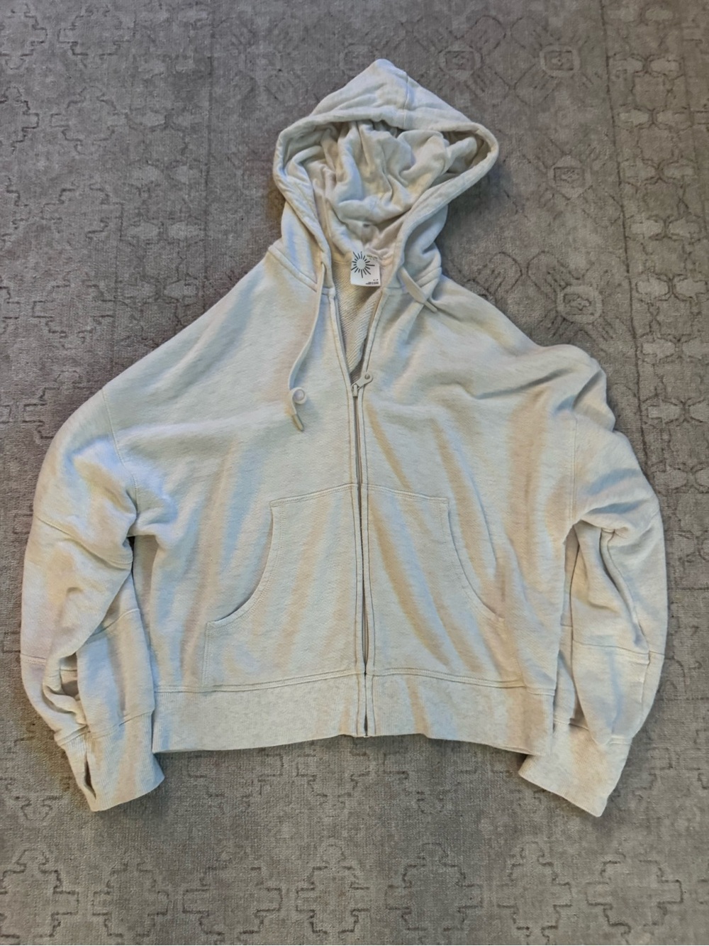 OFFLINE By Aerie Keep It 100 Terry Full Zip Hoodie, Heathered Frost - Picture 4 of 14